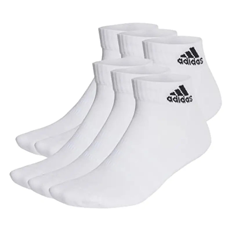 adidas Unisex - Adulto Cushioned Sportswear Ankle Socks 6 Pairs, White/Black, 6.5-8