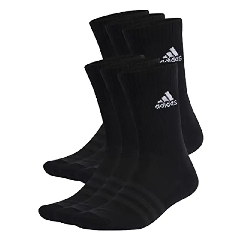 adidas Unisex - Adulto Cushioned Sportswear Crew Socks 6 Pairs, Black / White, 4.5-6