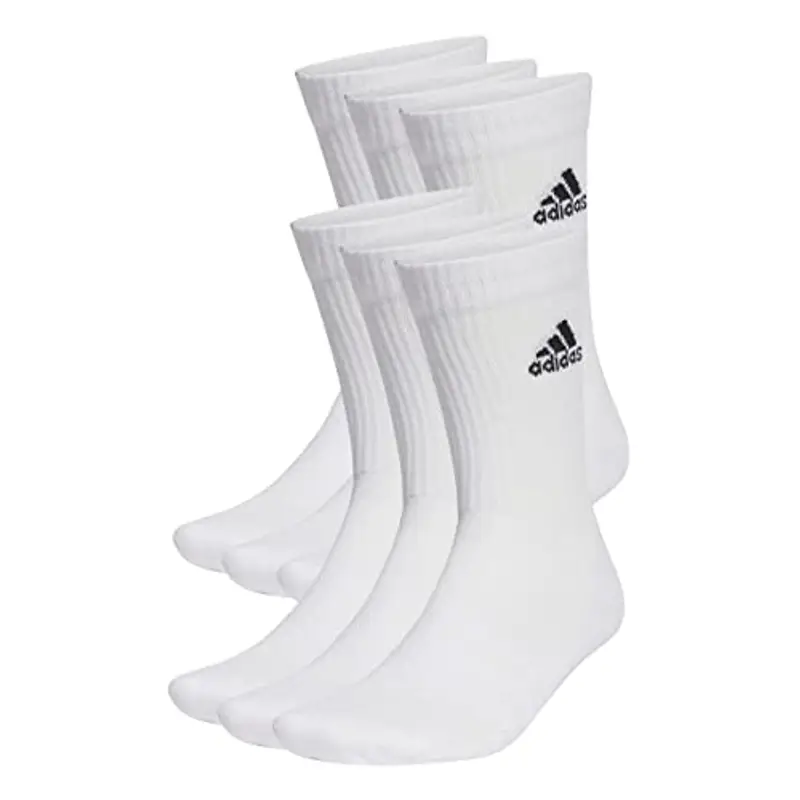 adidas Unisex - Adulto Cushioned Sportswear Crew Socks 6 Pairs, White / Black, 13-14.5