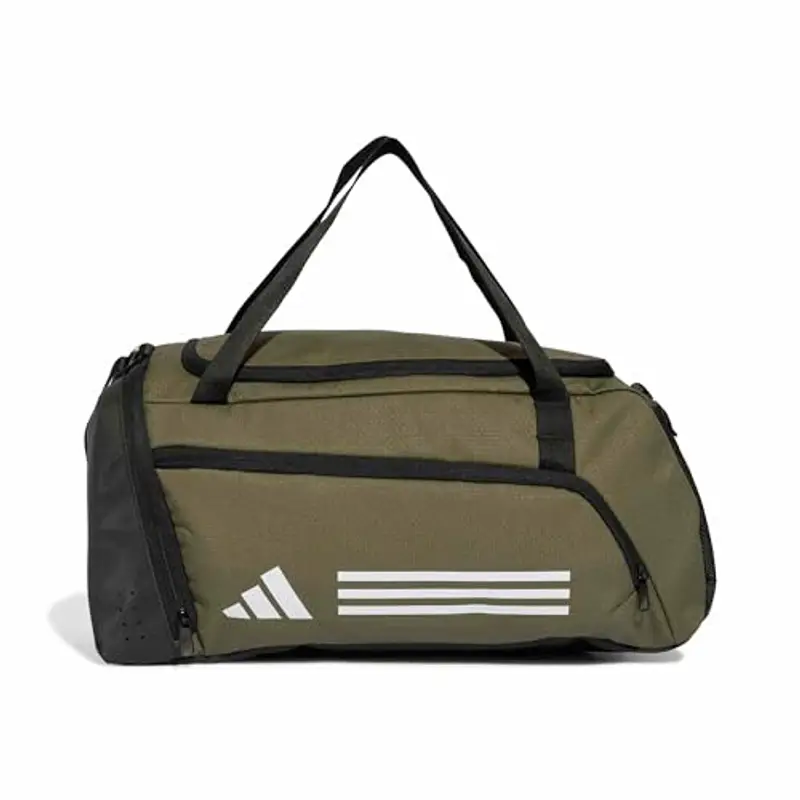 adidas Unisex - Adulto Essentials 3-Stripes Duffel Bag, olive strata/WHITE, S