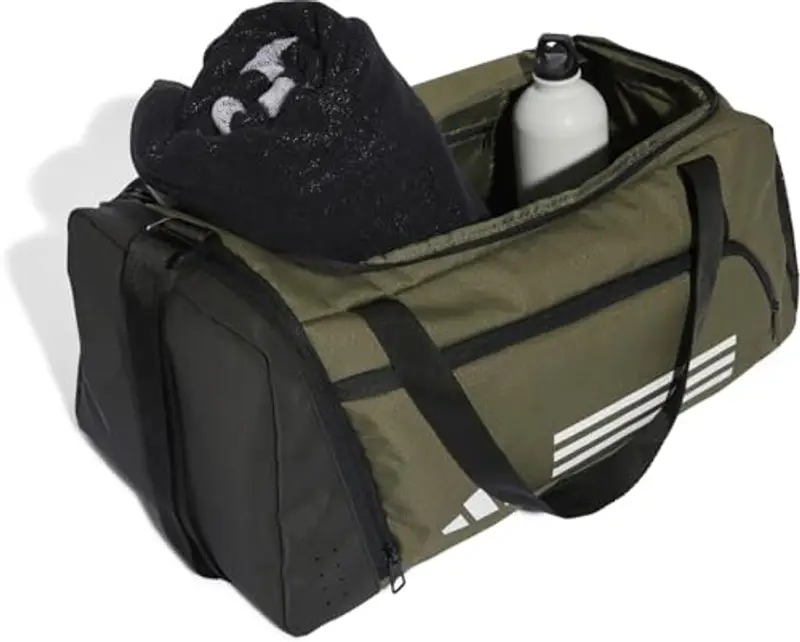 adidas Unisex - Adulto Essentials 3-Stripes Duffel Bag, olive strata/WHITE, S miniatura 3