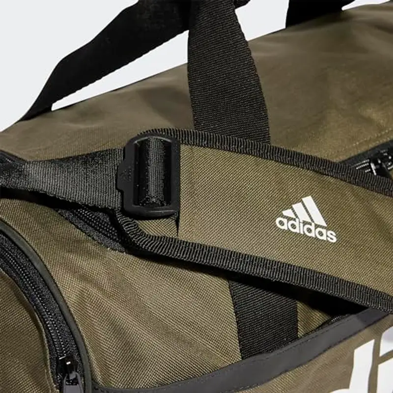 adidas Unisex - Adulto Essentials Linear Duffel Bag, Olive Strata/Black/White, M miniatura 3