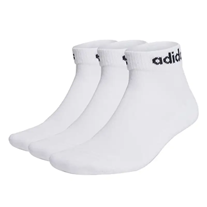 adidas Unisex - Adulto Linear Ankle Cushioned Socks 3 Pairs, White/Black, 10.5-12.5