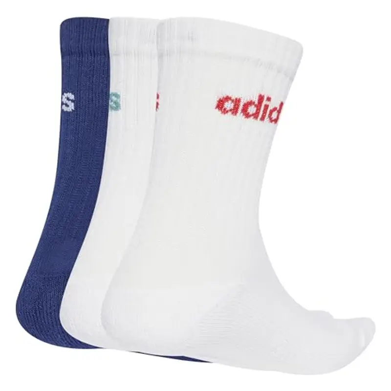 adidas Unisex - Adulto Linear Crew Cushioned Socks 3 Pairs, Dark Blue/White/White, 6.5 miniatura 2