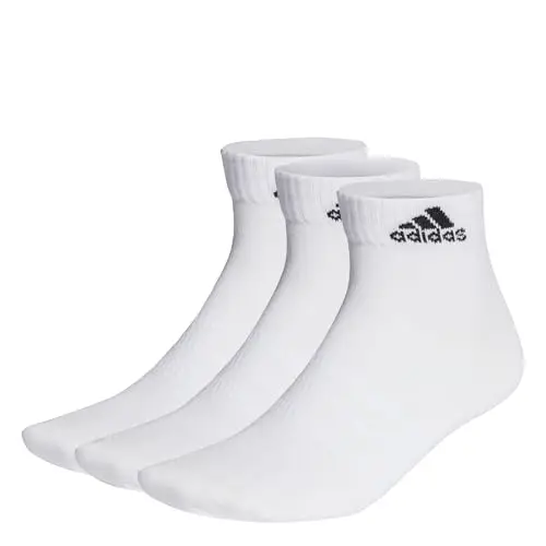 adidas Unisex - Adulto Thin and Light Ankle Socks 3 Pairs, White / Black, 4.5