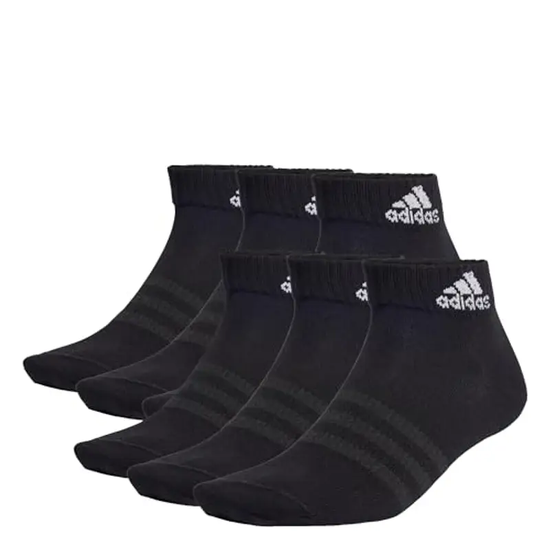 adidas Unisex - Adulto Thin and Light Sportswear Ankle Socks 6 Pairs, Black/White, 4.5-6