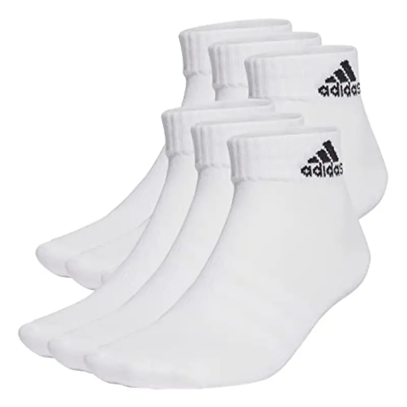 adidas Unisex - Adulto Thin and Light Sportswear Ankle Socks 6 Pairs, White/Black, 10.5-12.5