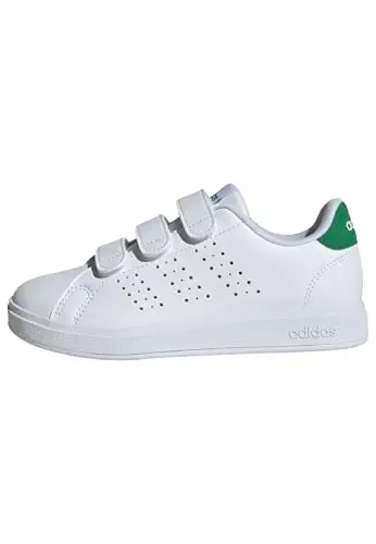 adidas Unisex - Bambini Advantage Base 2.0 Shoes Children, Cloud White/Cloud White/Green, 30 1/2 EU