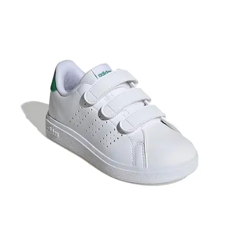 adidas Unisex - Bambini Advantage Base 2.0 Shoes Children, Cloud White/Cloud White/Green, 30 1/2 EU miniatura 3