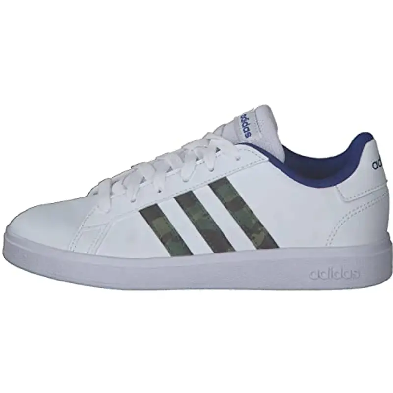 adidas Unisex - Bambini e ragazzi Grand Court Lifestyle Lace Tennis Shoes, Cloud White Green Oxide Royal Blue, 34 EU miniatura 2