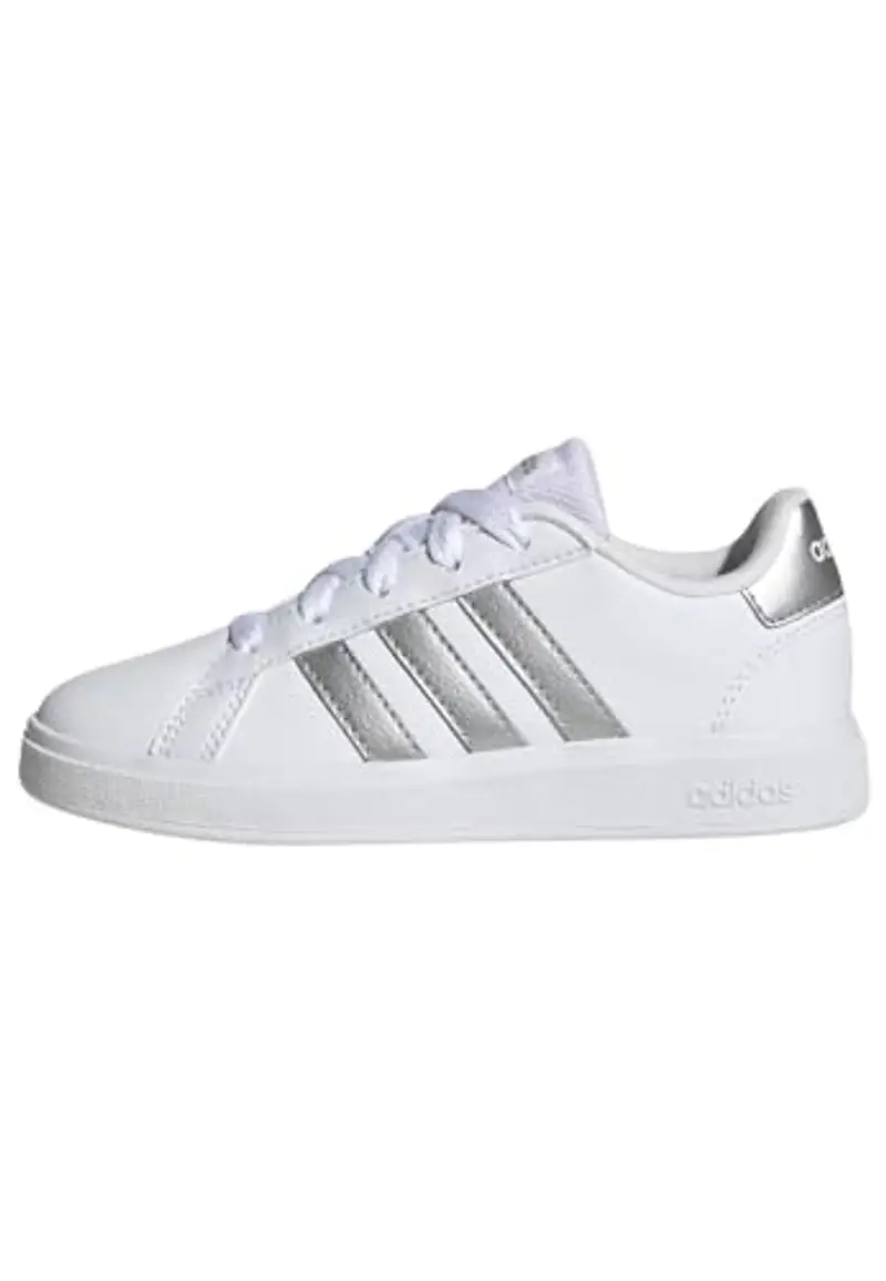 adidas Unisex - Bambini e ragazzi Grand Court Lifestyle Tennis Lace-Up Shoes, White Matte Silver Matte Silver, 33.5 EU