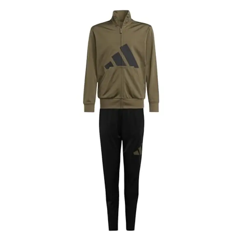 adidas Unisex - Bambini ESSENTIALS BIG LOGO CLIMACOOL TRACKSUIT, olive strata/black, 15-16 Years