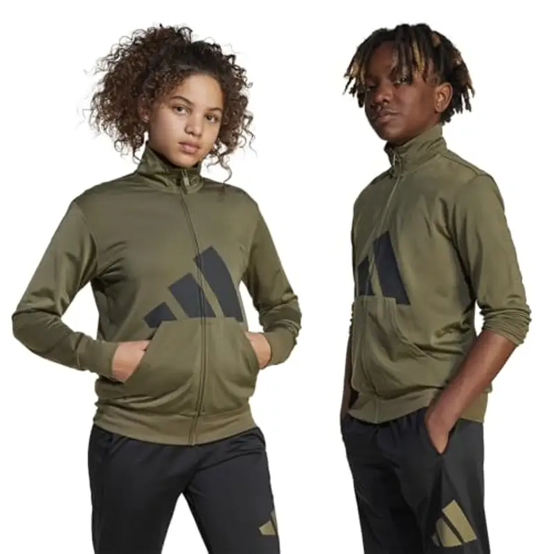 adidas Unisex - Bambini ESSENTIALS BIG LOGO CLIMACOOL TRACKSUIT, olive strata/black, 15-16 Years miniatura 2