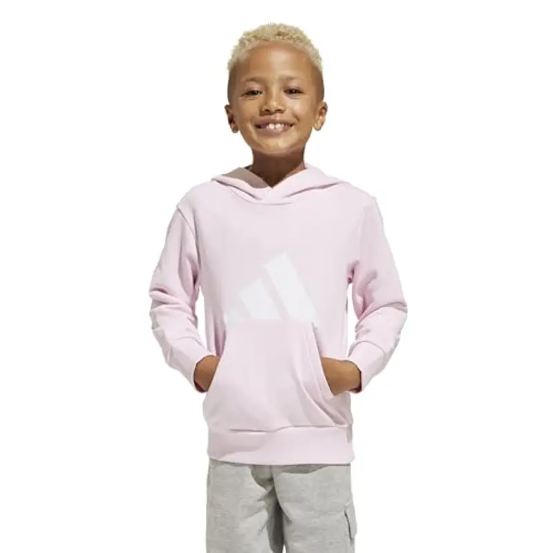 adidas Unisex - Bambini ESSENTIALS BIG LOGO HOODIE, Rosa (Clear Pink/White), 7-8 anni miniatura 3