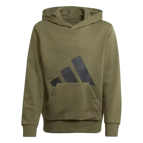 adidas Unisex - Bambini ESSENTIALS BIG LOGO HOODIE, Verde (Olive Strata/Black), 13