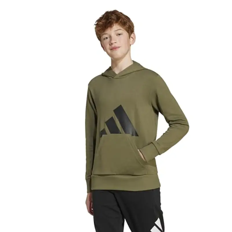 adidas Unisex - Bambini ESSENTIALS BIG LOGO HOODIE, Verde (Olive Strata/Black), 7 miniatura 3