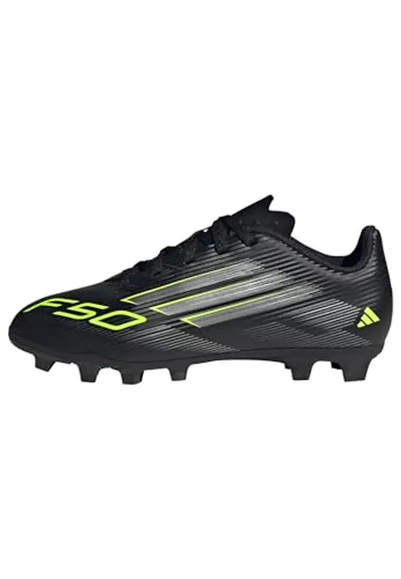 adidas Unisex - Bambini F50 Club Firm Ground/Multi Ground Football Boots Kids, Core Black/Iron Metallic/Lucid Lemon, 38