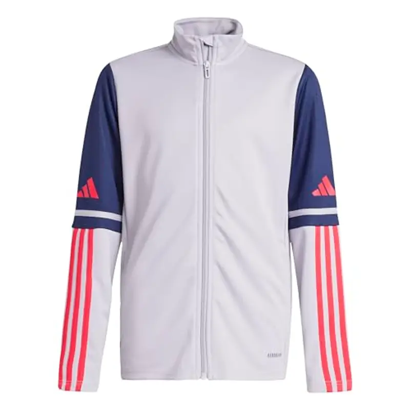 adidas Unisex - Bambini SQUADRA25 TRAINING JACKET KIDS, glory grey/team navy blue 2/pure ruby, 9-10 Years