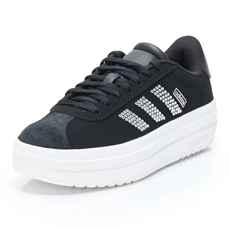 adidas Unisex Bambino VL Corto Bold Scarpe Junior Basket, Nero Bianco Rosa Trasparente, 4.5 Big Kid