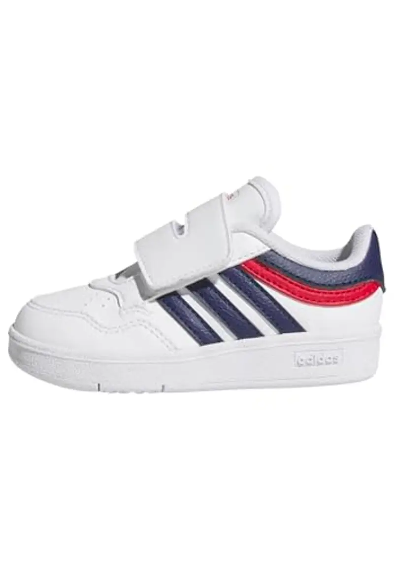 adidas Unisex - Bimbi 0-24 Hoops 4.0 Shoes, Ftwr White Dark Blue Better Scarlet, 20 EU