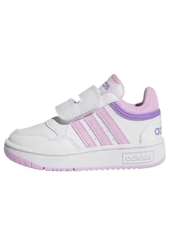 adidas Unisex - Bimbi 0-24 Hoops Shoes, Cloud White / Bliss Lilac, 27 EU