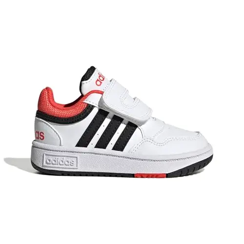 adidas Unisex - Bimbi 0-24 Hoops Shoes, Cloud White / Core Black / Bright Red, 26 1/2 EU miniatura 2