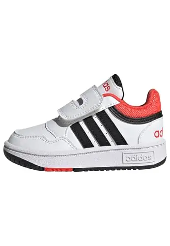 adidas Unisex - Bimbi 0-24 Hoops Shoes, Cloud White / Core Black / Bright Red, 27 EU