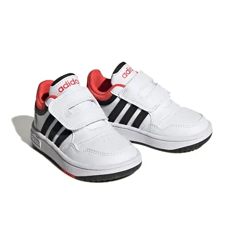 adidas Unisex - Bimbi 0-24 Hoops Shoes, Cloud White / Core Black / Bright Red, 27 EU miniatura 3