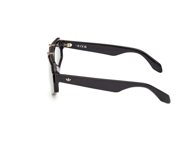 Adidas Unisex OR0113 01A Occhiali da sole Acetato Nero Fumo Geometrica Normale miniatura 2