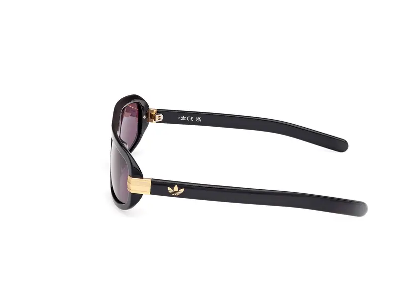 Adidas Unisex OR0122 01A Occhiali da sole Acetato Nero Fumo Geometrica Normale miniatura 2