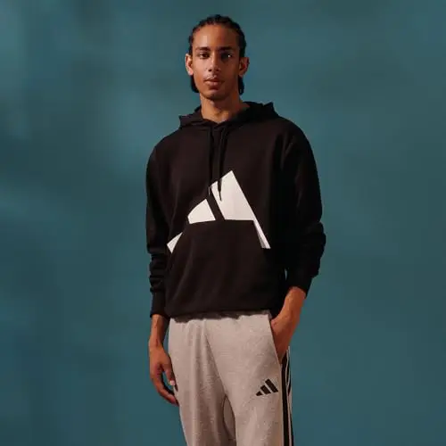 adidas Uomo Essential Three Stripes French Terry Fullzip Hoodie, Black/White, XL miniatura 2