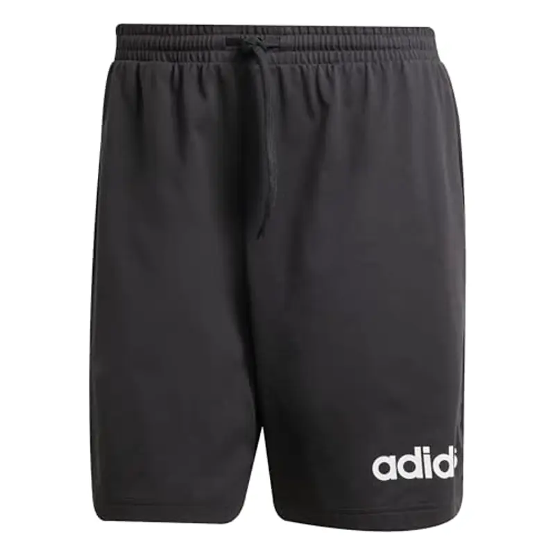 adidas Uomo Essentials Linear Single Jersey Short, Black/White, L