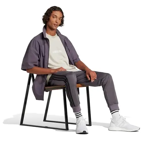 adidas Uomo Essentials Linear Single Jersey Tee, Wonder Alumina/White, XS miniatura 3