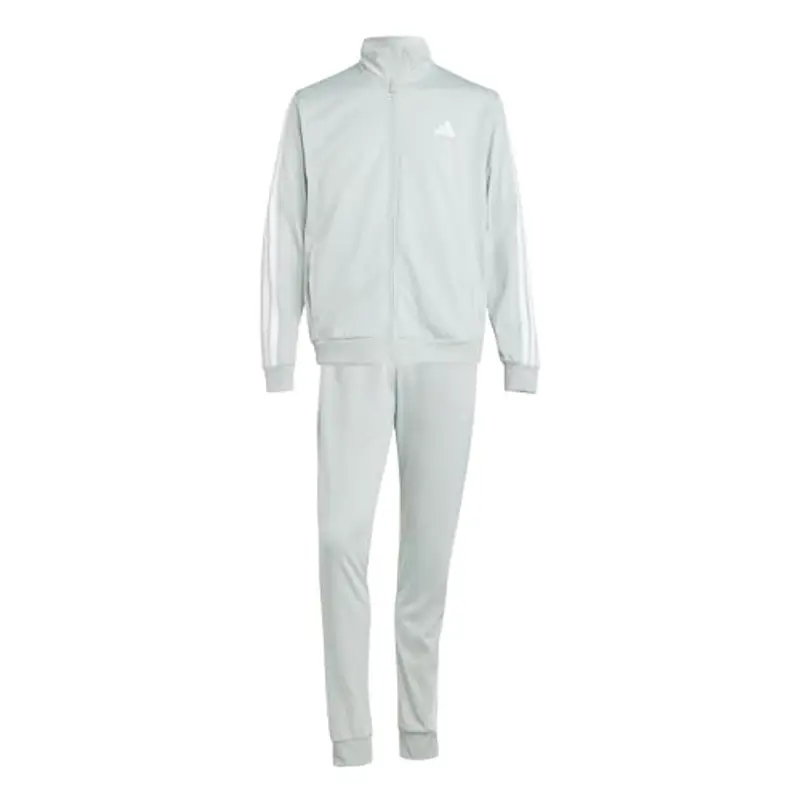 adidas Uomo Sportswear Basic 3 Stripes Tricot Tracksuit, Tuta da Allenamento, Grigio (Wonder Silver), XXL