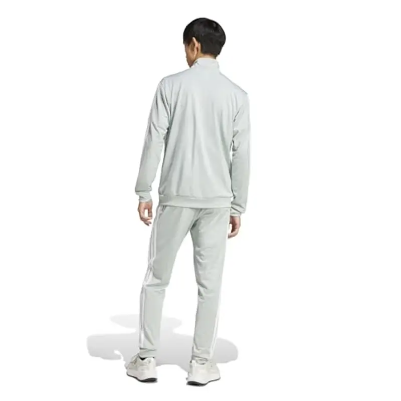 adidas Uomo Sportswear Basic 3 Stripes Tricot Tracksuit, Tuta da Allenamento, Grigio (Wonder Silver), XXL miniatura 2