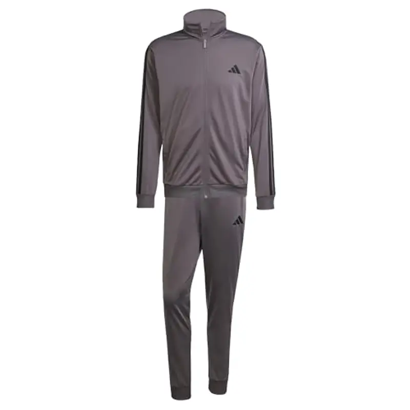 adidas Uomo Sportswear Basic 3 Stripes Tricot Tracksuit, Tuta da Allenamento, Multicolore (Grey Strata), L