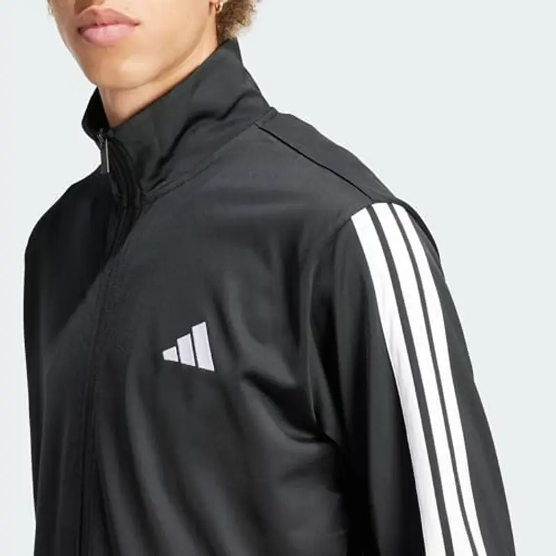 adidas Uomo Sportswear Basic 3 Stripes Tricot Tracksuit, Tuta da Allenamento, Multicolore (Nero), S miniatura 2