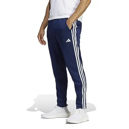 adidas Uomo Train Essentials 3-Stripes Training Pants, Dark Blue/White, XL