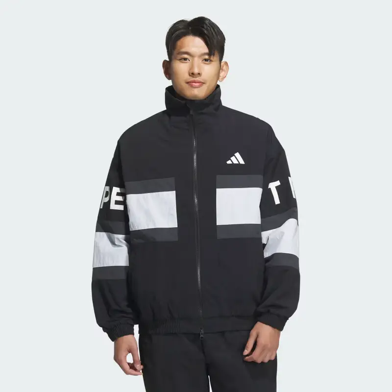 Wording Pack Loose Fit Mesh-Lined Woven Jacket Black