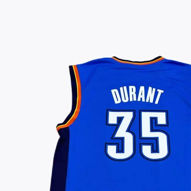 X Collaborazione NBA Oklahoma City Thunder Durant Moda Comoda Morbida Delicata sulla Pelle Maglia da Basket Unisex Maglia Blu 7818A-3CB-AEB1104 L miniatura 3