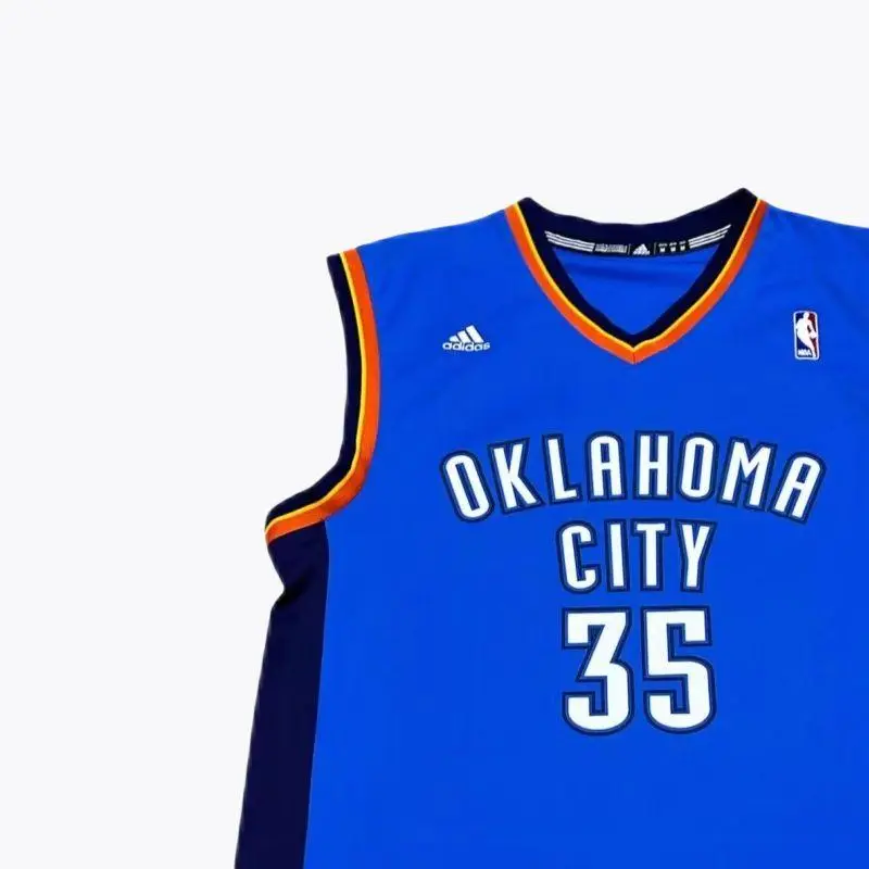 X Collaborazione NBA Oklahoma City Thunder Durant Moda Comoda Morbida Delicata sulla Pelle Maglia da Basket Unisex Maglia Blu 7818A-3CB-AEB1104 L miniatura 4