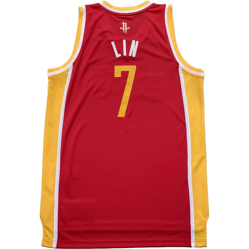 X NBA Houston Rockets Swingman Fan Edition Jeremy Lin Scollo a V Moda Canotta da Basket Senza Maniche Morbida Unisex Maglia Rossa L84577 L miniatura 2