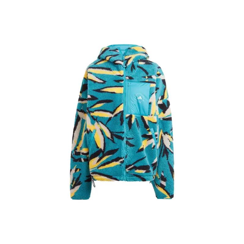 X Stella McCartney Top in Pile Jacquard Fantasia Giacca Sportiva con Cappuccio Spessa da Donna Giacca Blu Golfo IK9339 XL