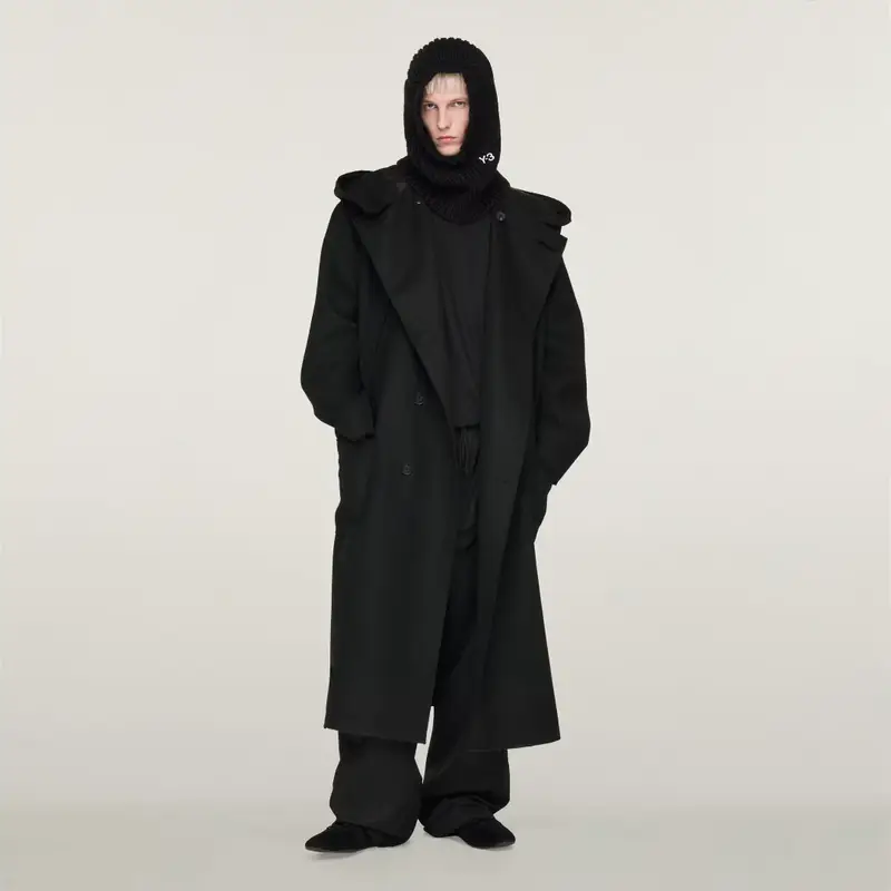 Y-3 Bonded Melton Coat Black miniatura 4