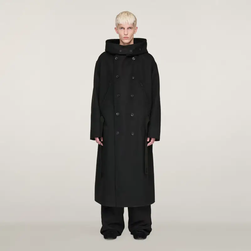 Y-3 Bonded Melton Coat Black