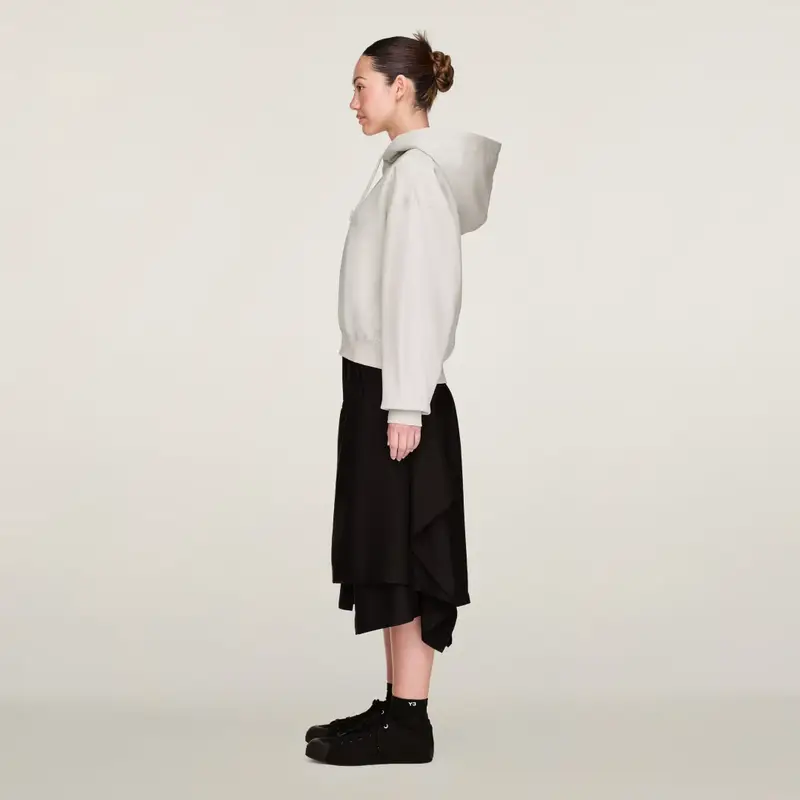 Y-3 Felpa con cappuccio in spugna spazzolata Chalk Pearl miniatura 2