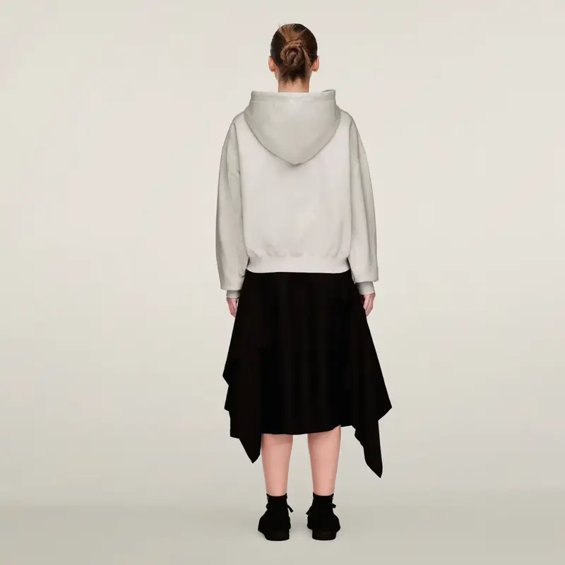 Y-3 Felpa con cappuccio in spugna spazzolata Chalk Pearl miniatura 3