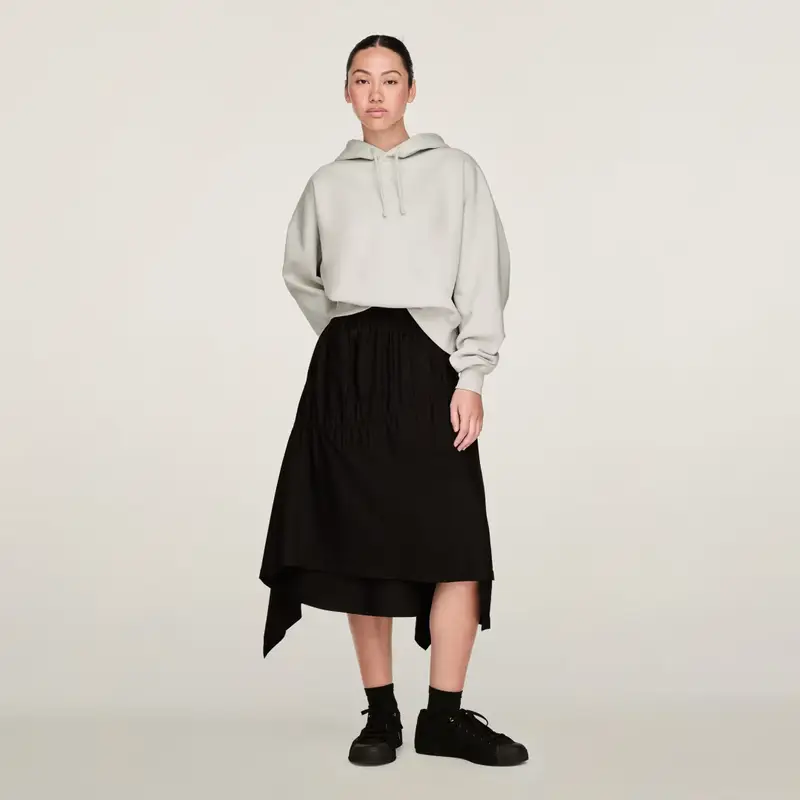 Y-3 Felpa con cappuccio in spugna spazzolata Chalk Pearl miniatura 4