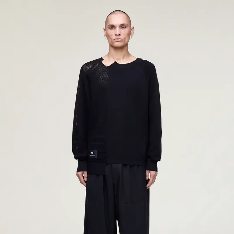 Y-3 LOGO KNIT SWEATER Black