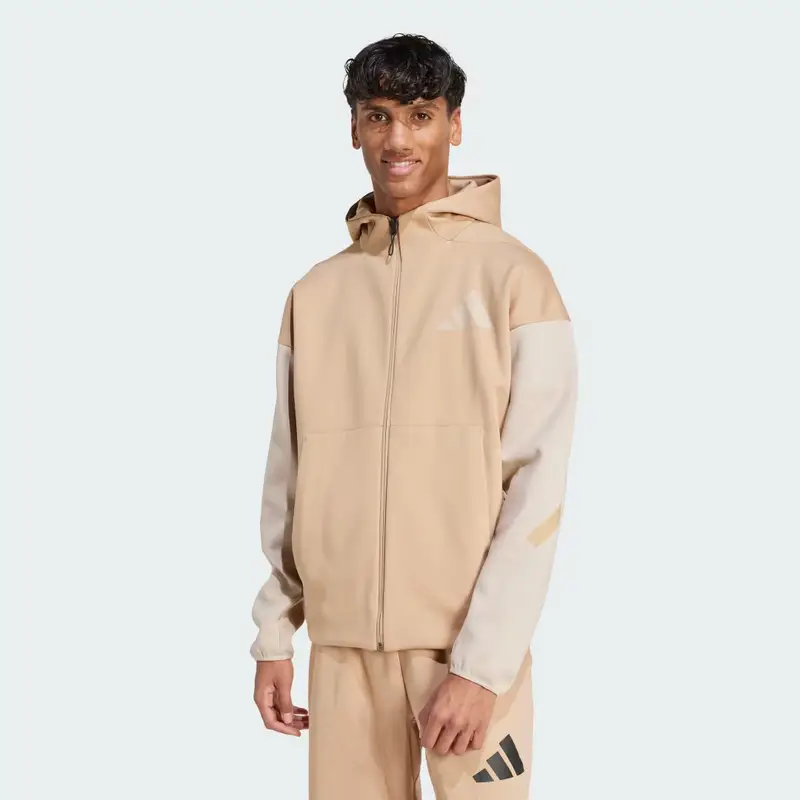 Z.N.E. adidas Felpa con cappuccio e zip integrale Warm Sandstone